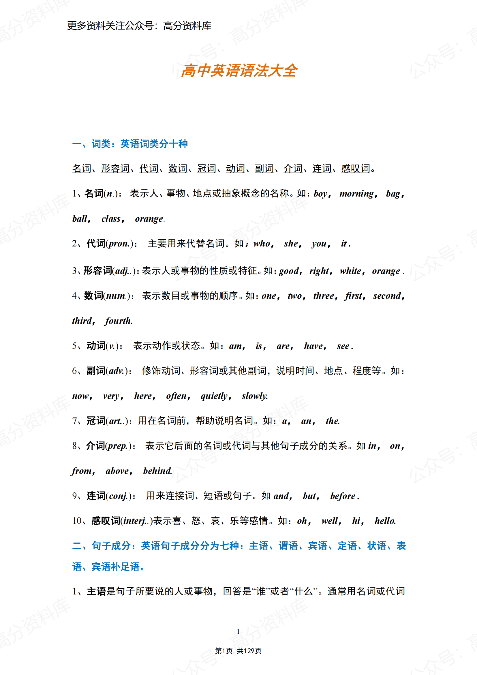 高中英语-史上最全高中英语语法汇编-言心吖资料库