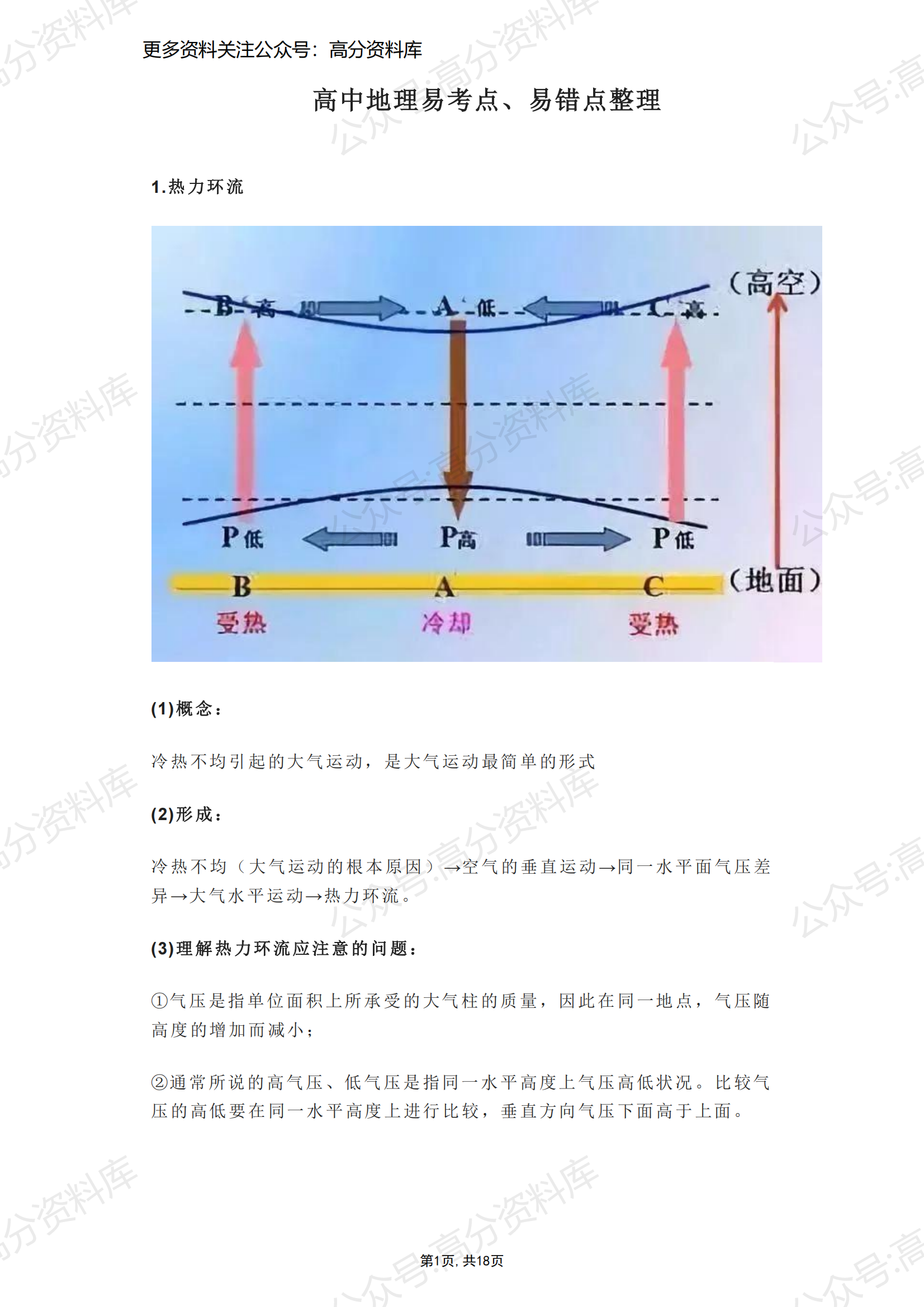 高中地理-易考点、易错点整理【18页】-言心吖资料库