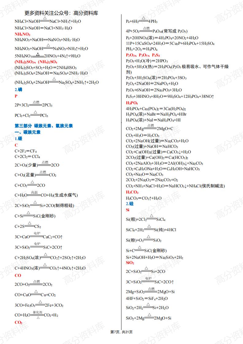 高中化学-最全高中化学方程式分类汇总插图高中化学6