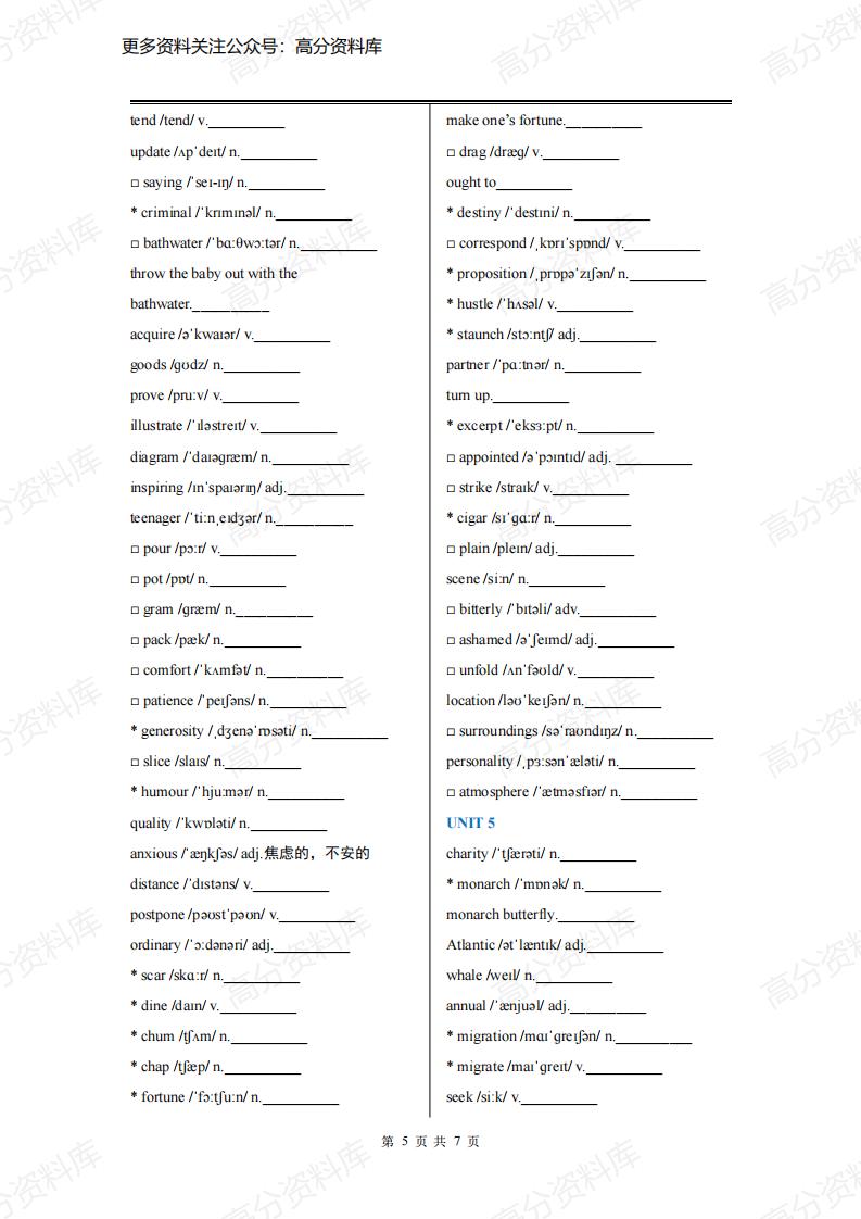 高中英语-外研版高中英语必修第一册单词默写版(2019最新版)插图高中英语4