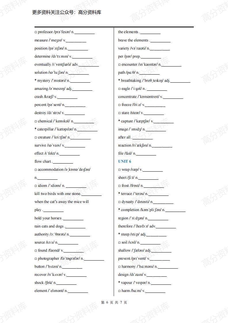 高中英语-外研版高中英语必修第一册单词默写版(2019最新版)插图高中英语5