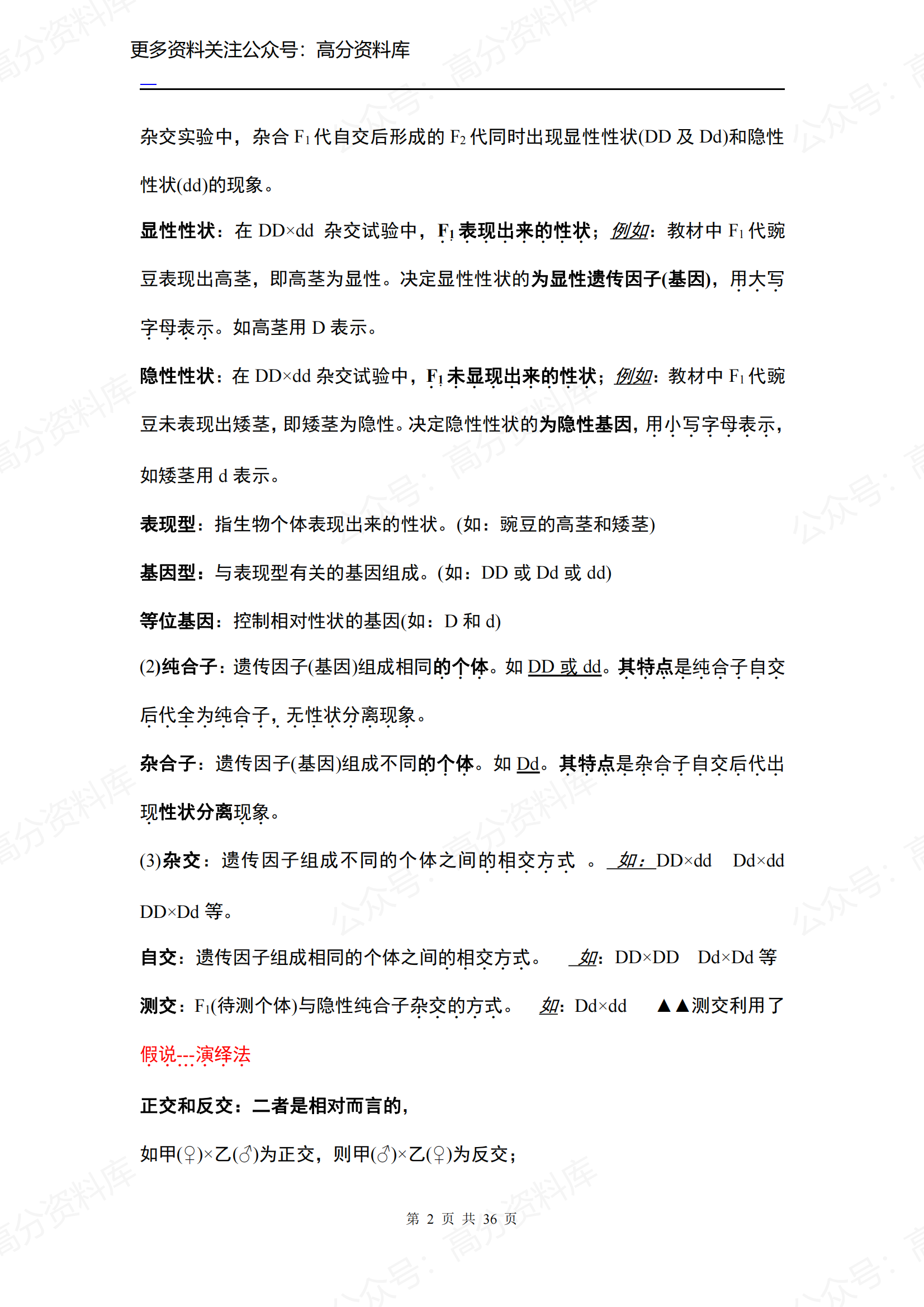 高中生物-人教版必修2知识点插图高中生物1