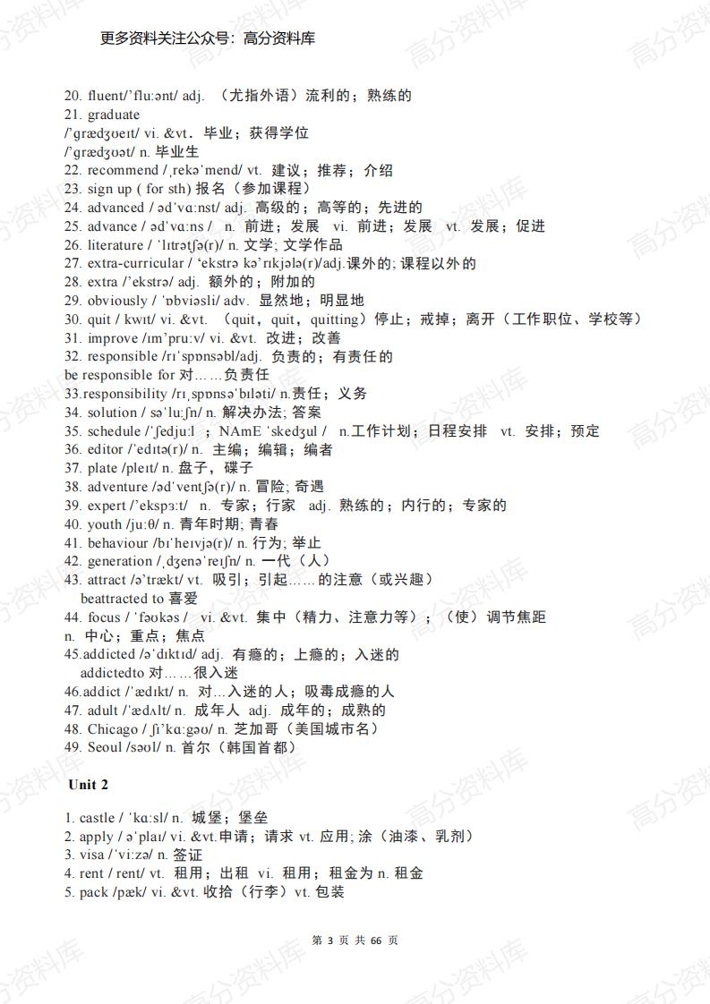 高中英语-新人教版高中英语教材必修一至选修四单词汇总（66页）插图高中英语2