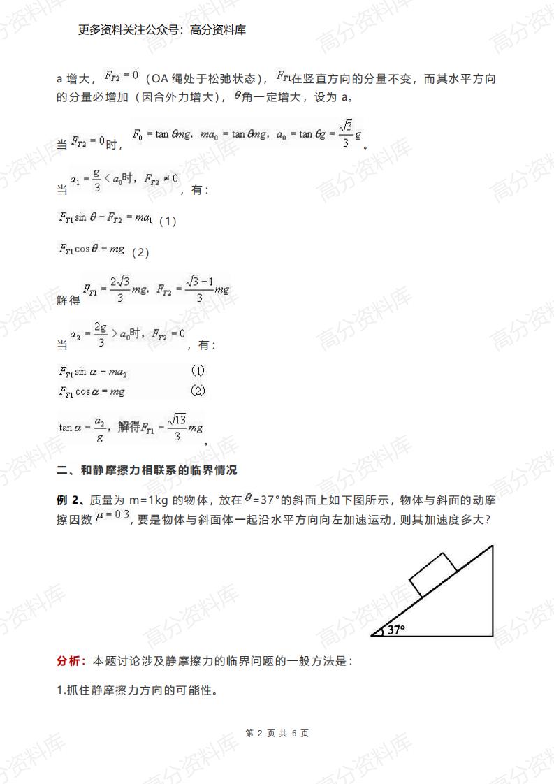 高中物理-牛顿运动定律运用中的临界问题插图高中物理1