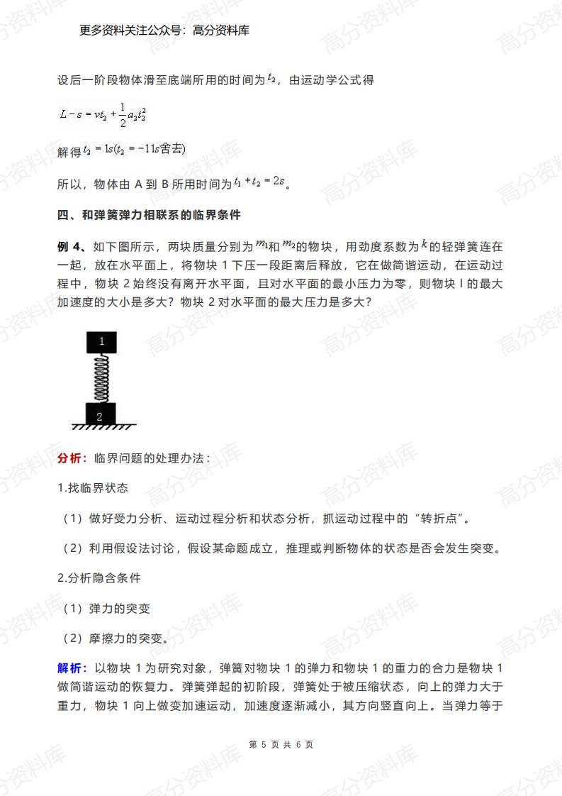 高中物理-牛顿运动定律运用中的临界问题插图高中物理4