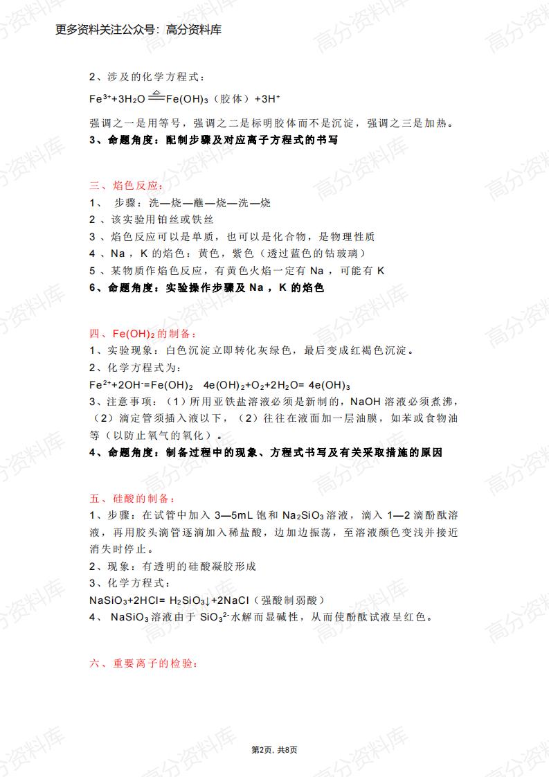 高中化学-教材20个常考实验总结插图高中化学1