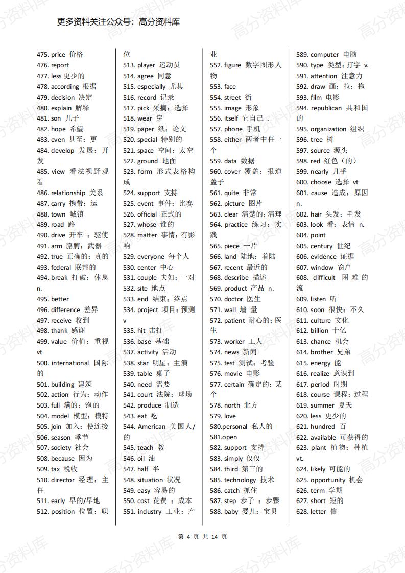 高中英语-高考英语一轮复习核心高频词插图高中英语3