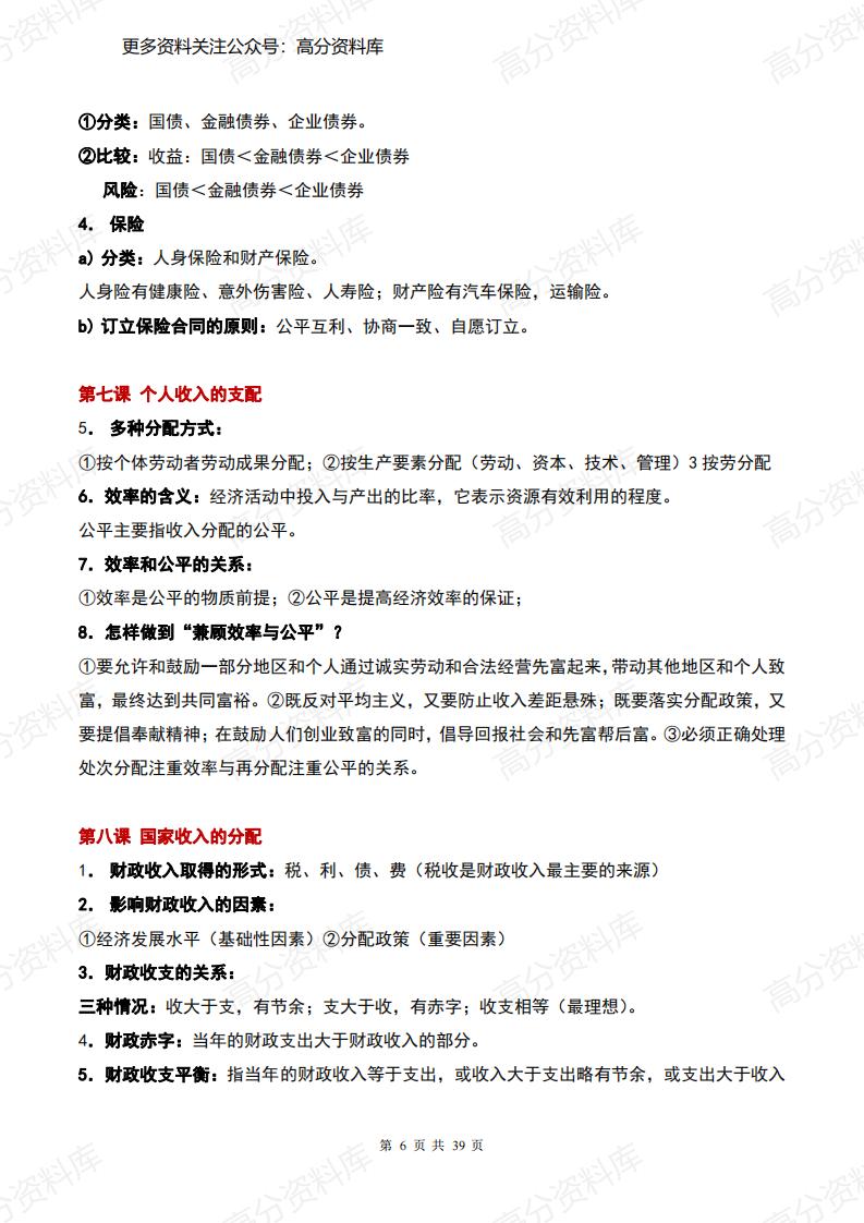 高中政治-必修一至必修四知识点总结插图高中政治5