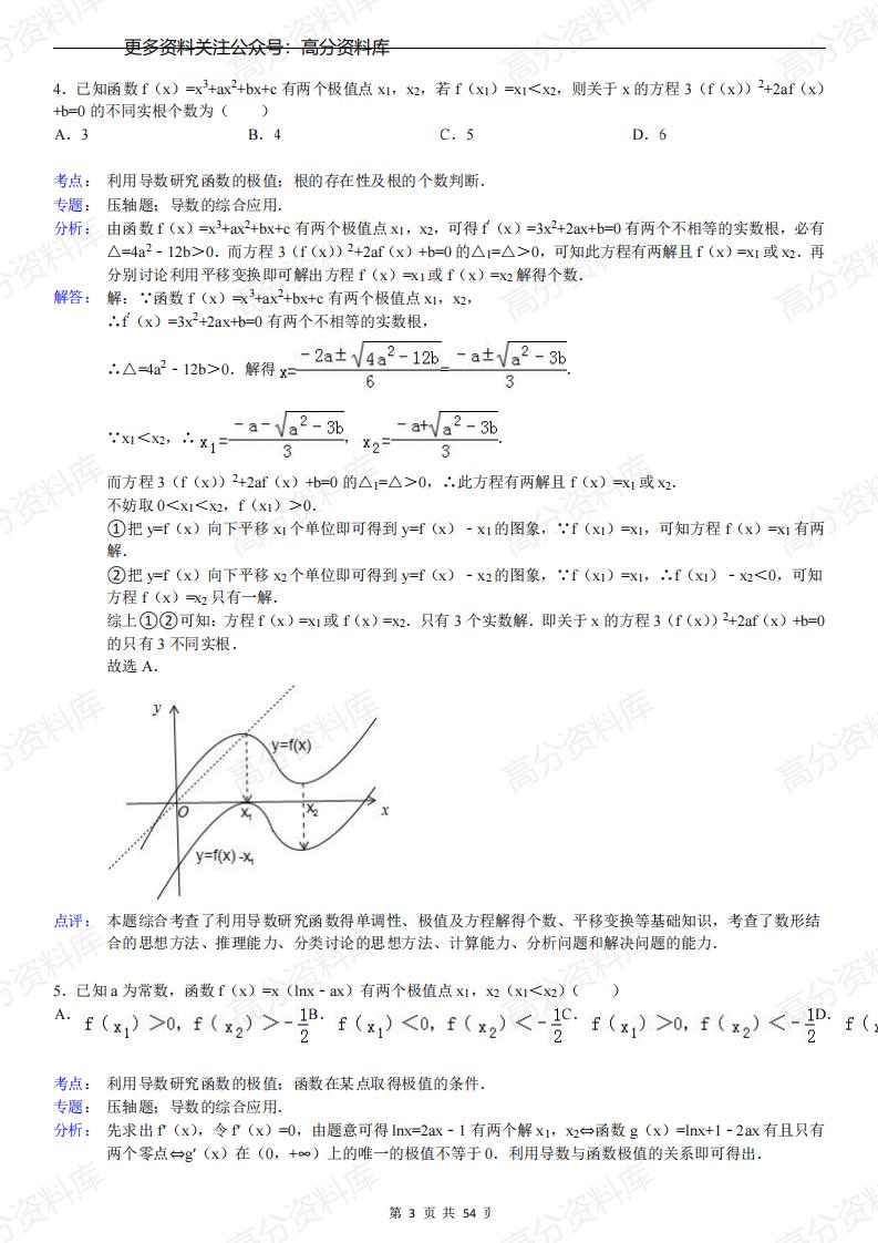 高中数学-导数压轴题专题训练插图高中数学2