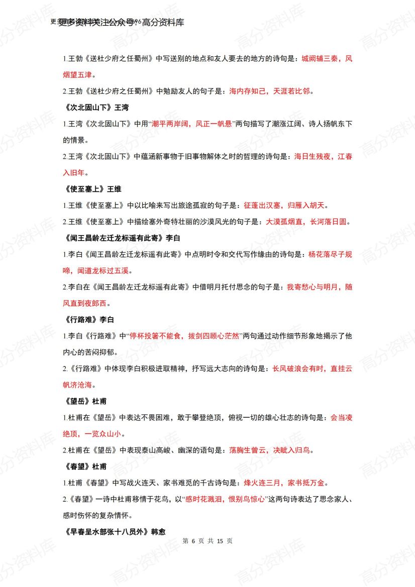 高中语文-高考语文古诗词必背重点提纲插图高中语文5