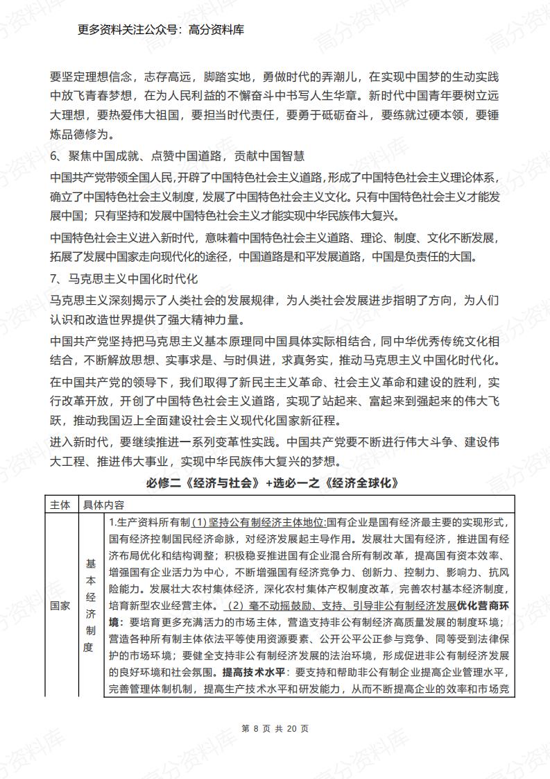 高中政治-必修1至选修3七本书主要线索指引插图高中政治7