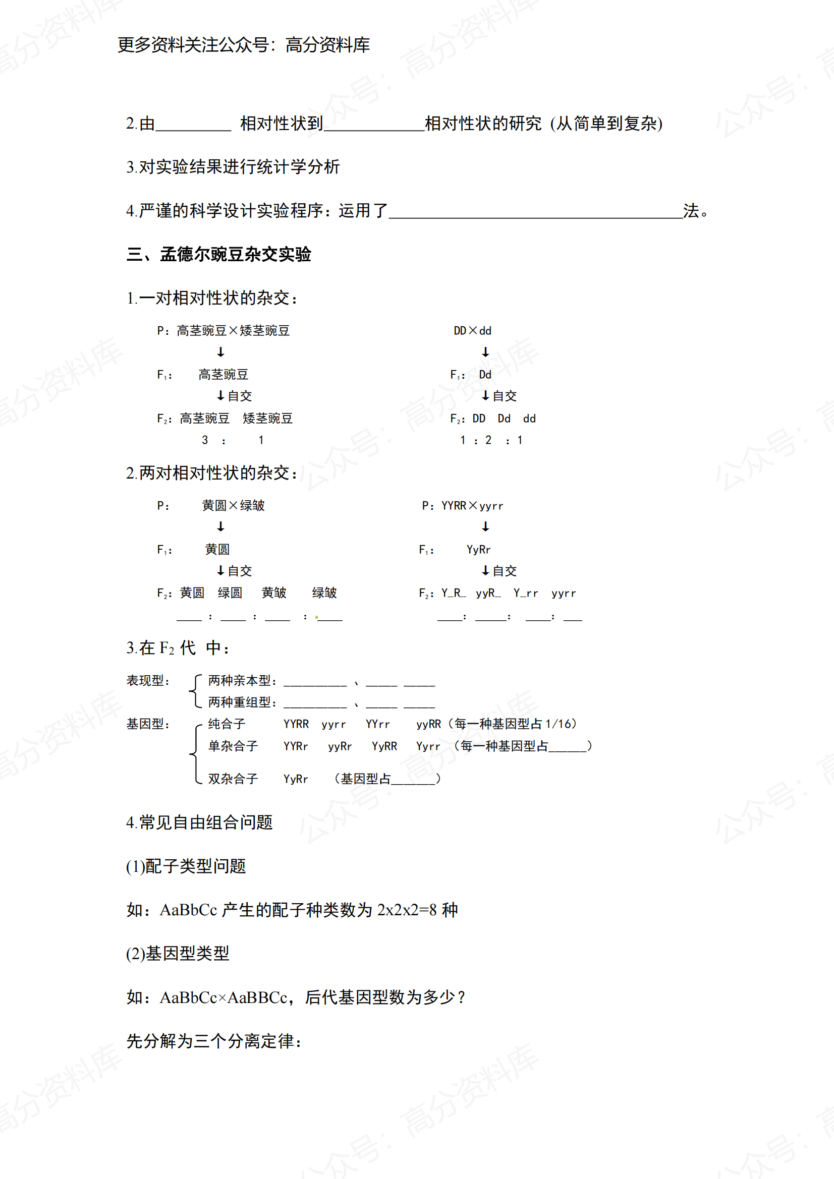 高中生物-必修2基础知识点测试（附答案）插图高中生物2