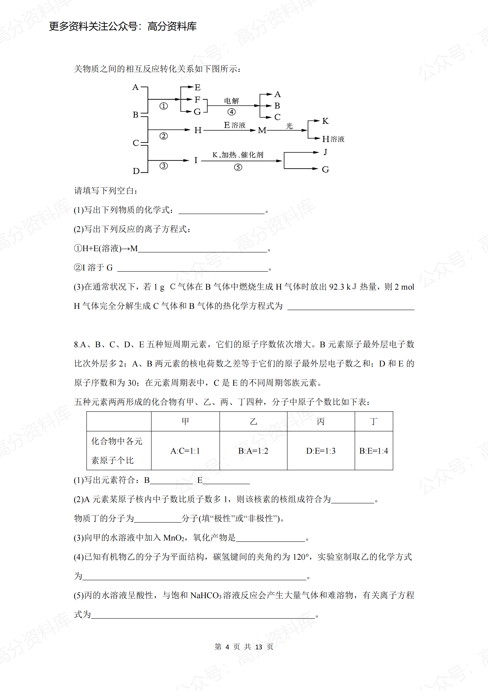 高中化学-无机推断专题（练习题）插图高中化学3