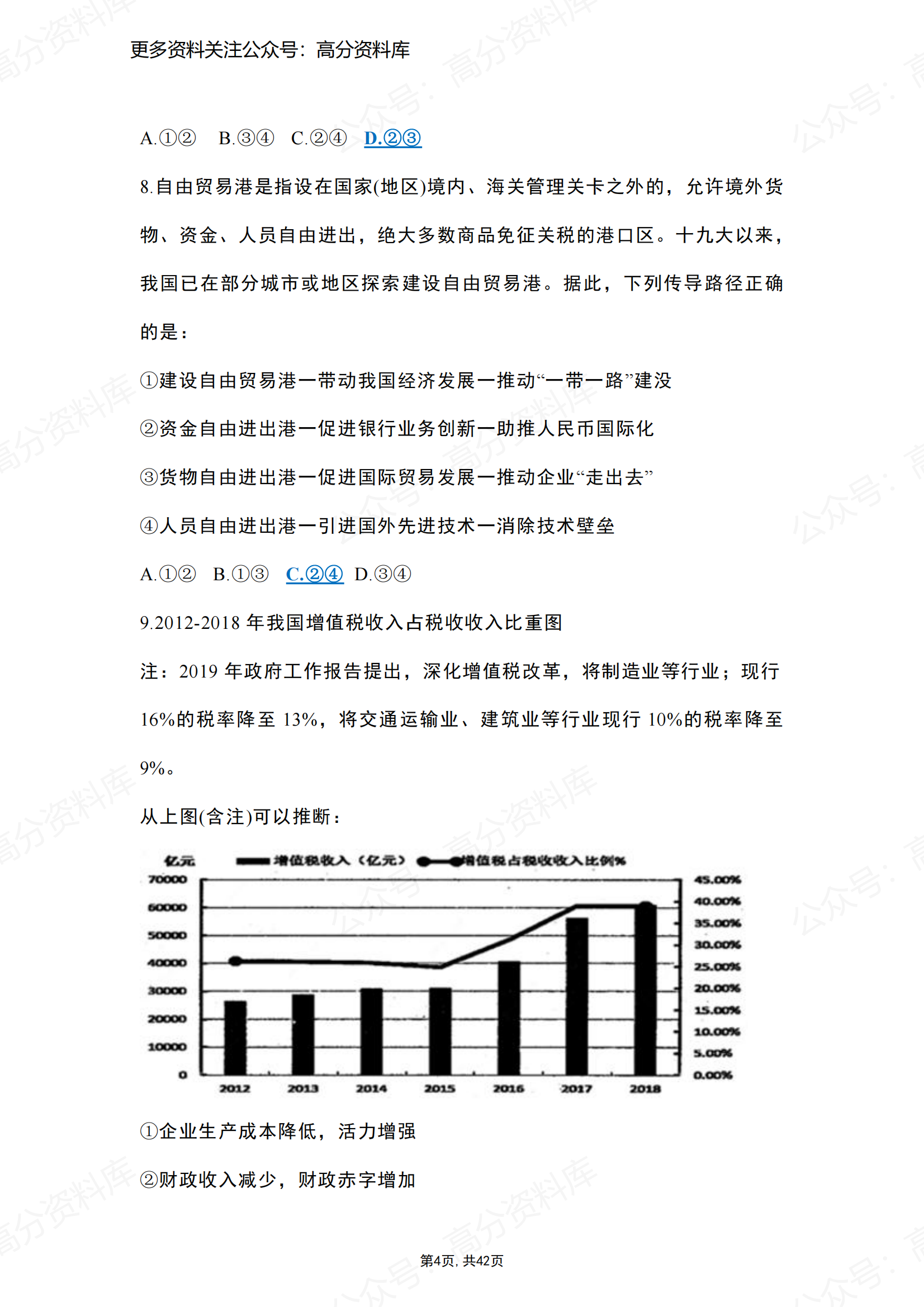 高中政治-高考政治经济生活选择题精选100题插图高中政治3