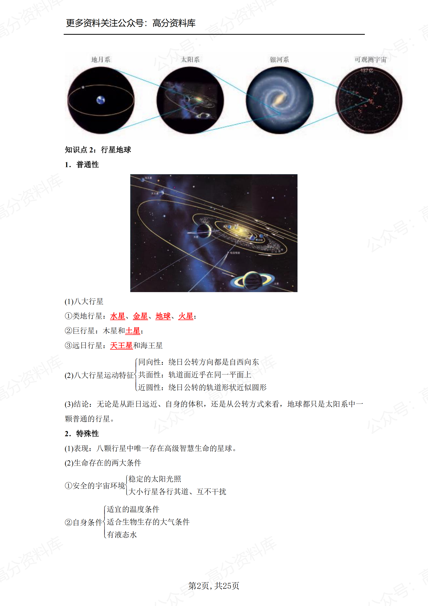 高中地理-高中地理必修一知识点总结插图高中地理1