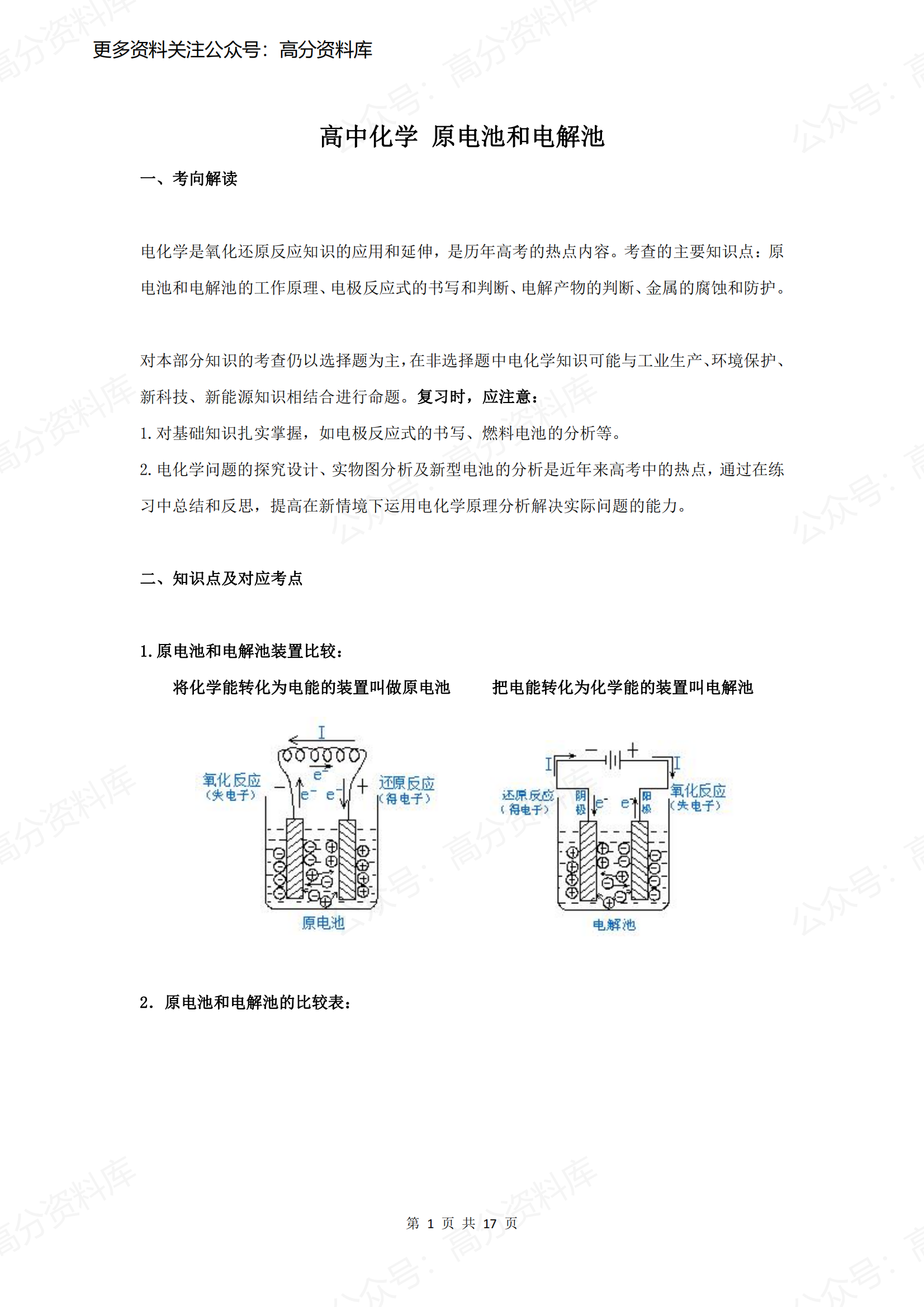 高中化学-原电池和电解池-言心吖资料库