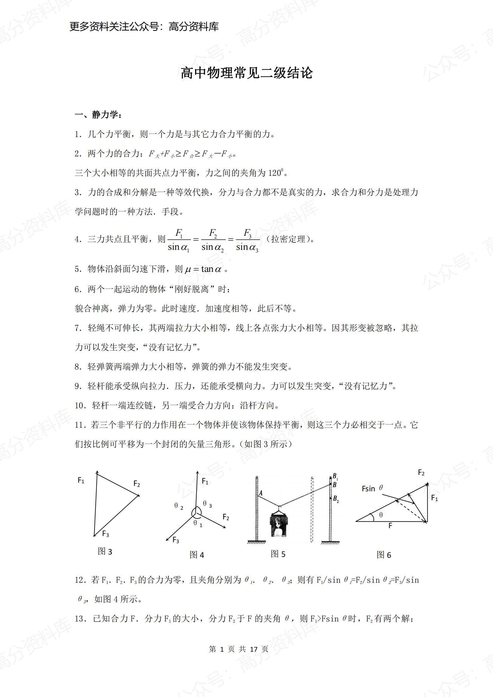 高中物理-高中物理常见二级结论-言心吖资料库