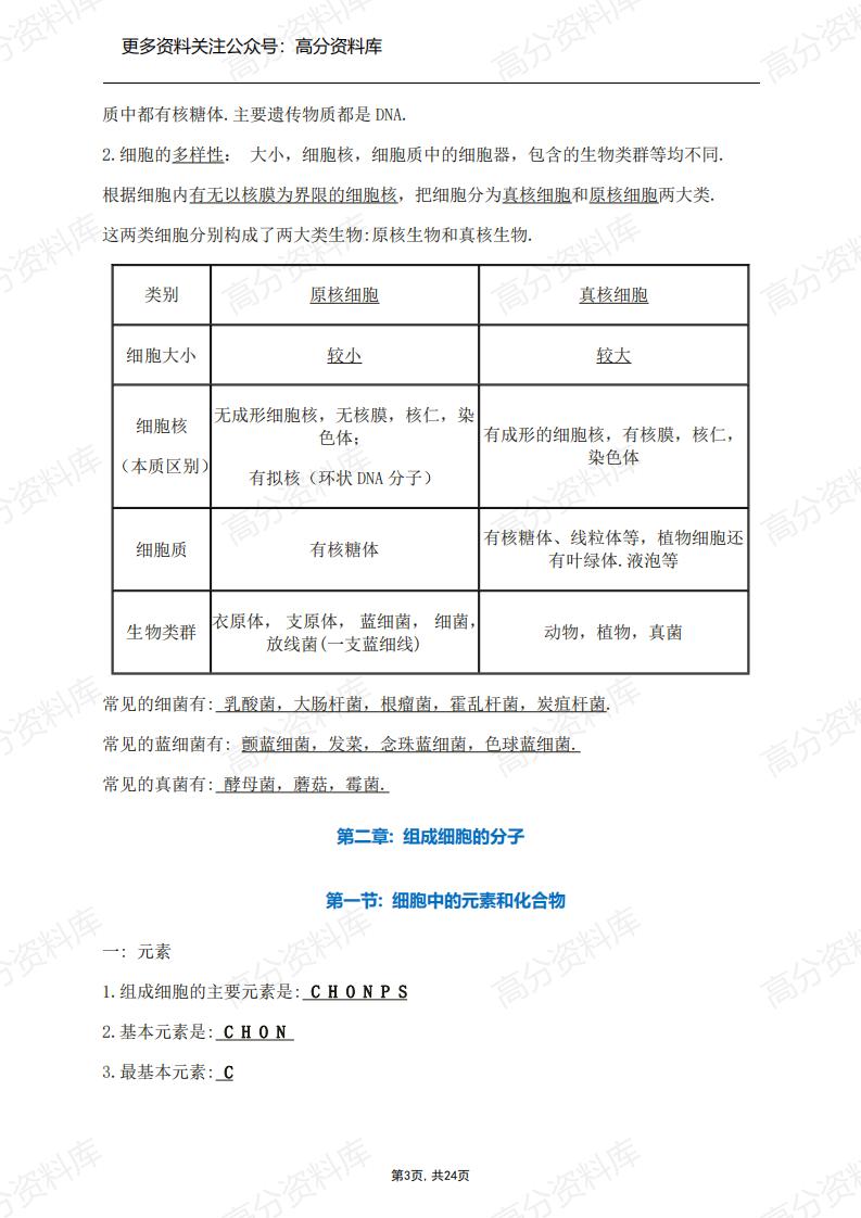 高中生物-新教材人教版必修一《分子与细胞》知识点插图高中生物2