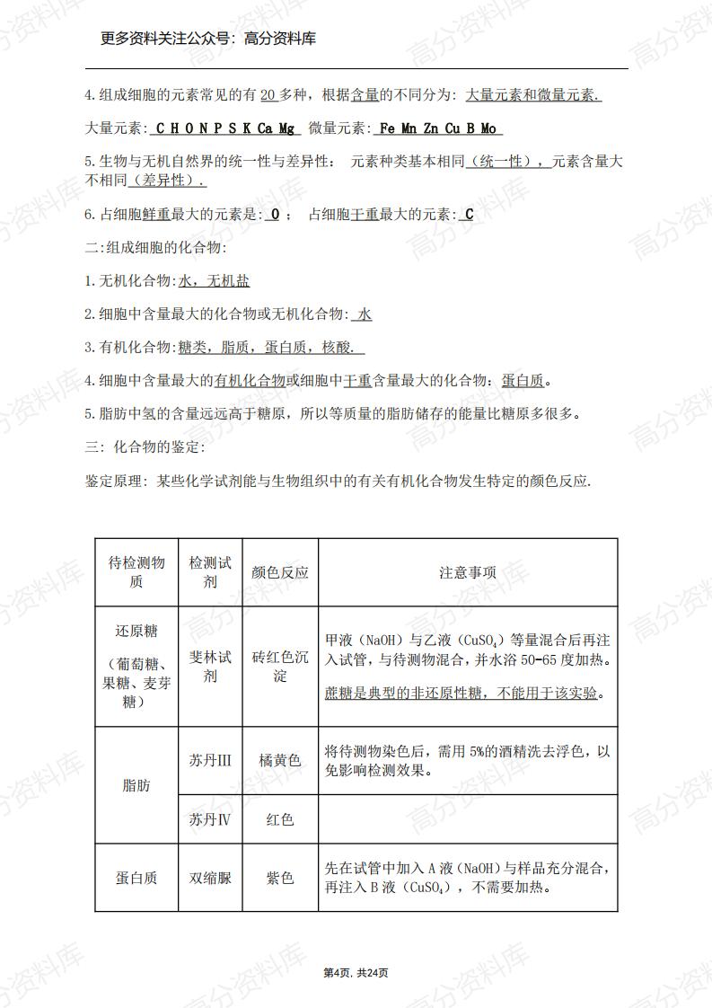 高中生物-新教材人教版必修一《分子与细胞》知识点插图高中生物3