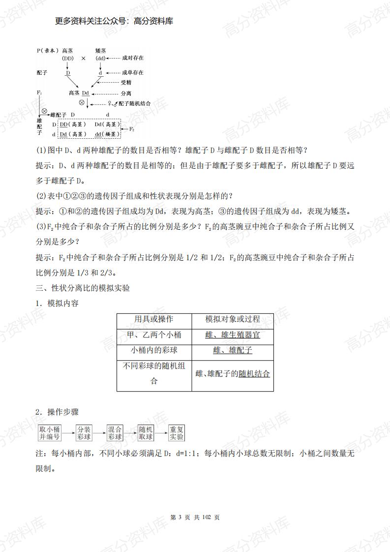 高中生物-新教材人教版高中生物必修二《遗传与进化》知识点（102页）插图高中生物2