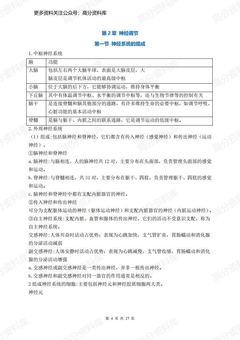 高中生物-新教材人教版选择性必修1《稳态与调节》知识点插图高中生物3