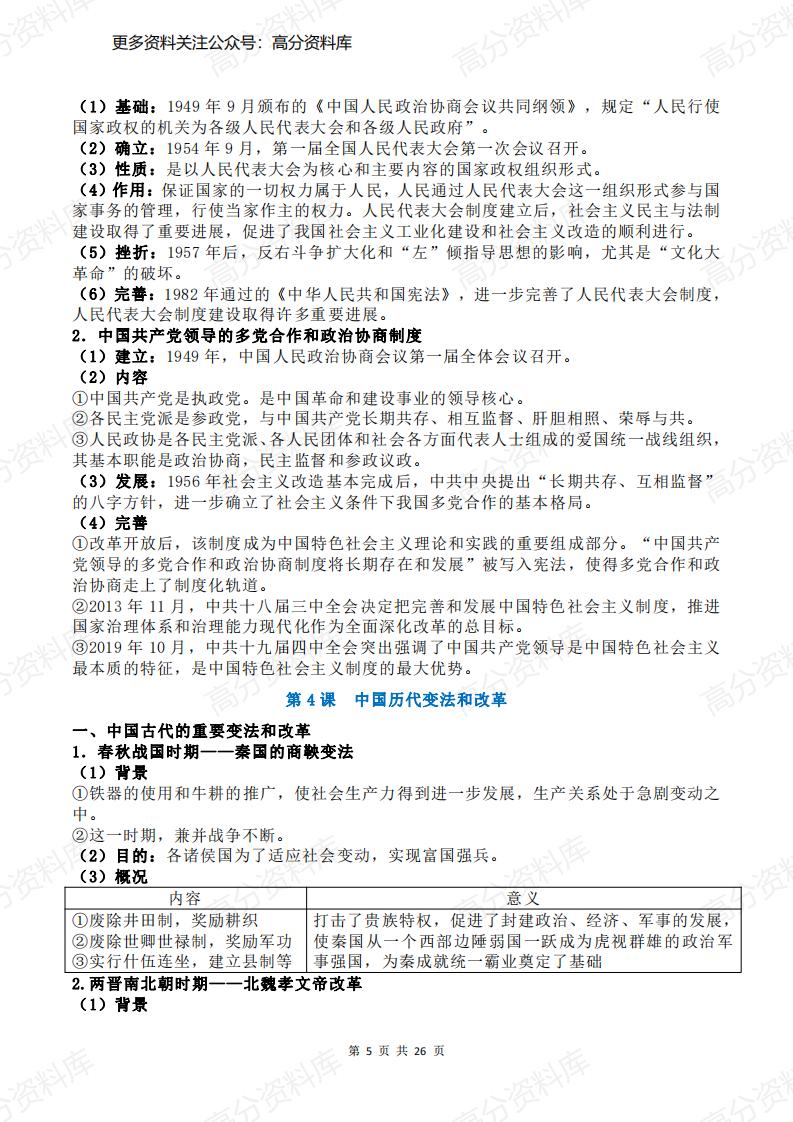 高中历史-人教统编版选择性必修1《国家制度与社会治理》复习提纲插图高中历史4