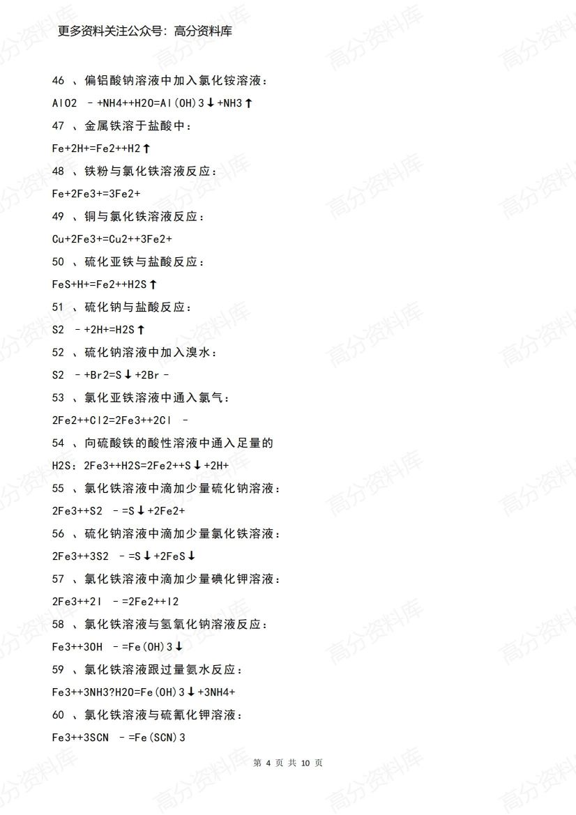 高中化学-常用常考的145个化学方程式插图高中化学3