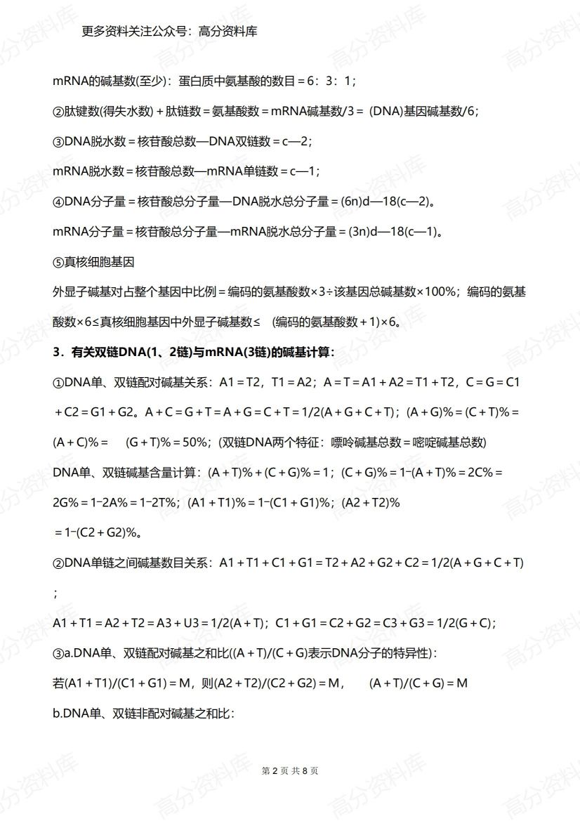 高中生物-超全计算公式总结插图高中生物1