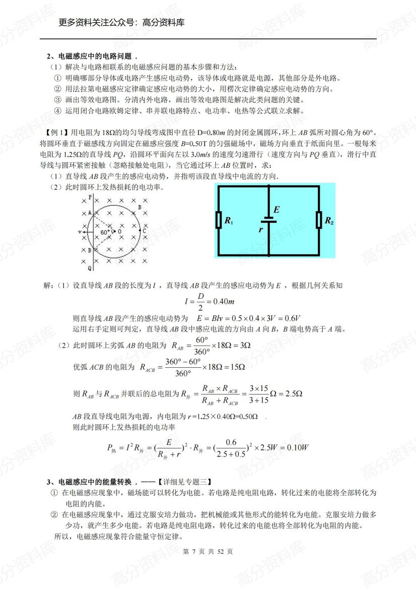 高中物理-《电磁感应》经典必考知识点总结与经典习题讲解插图高中物理6