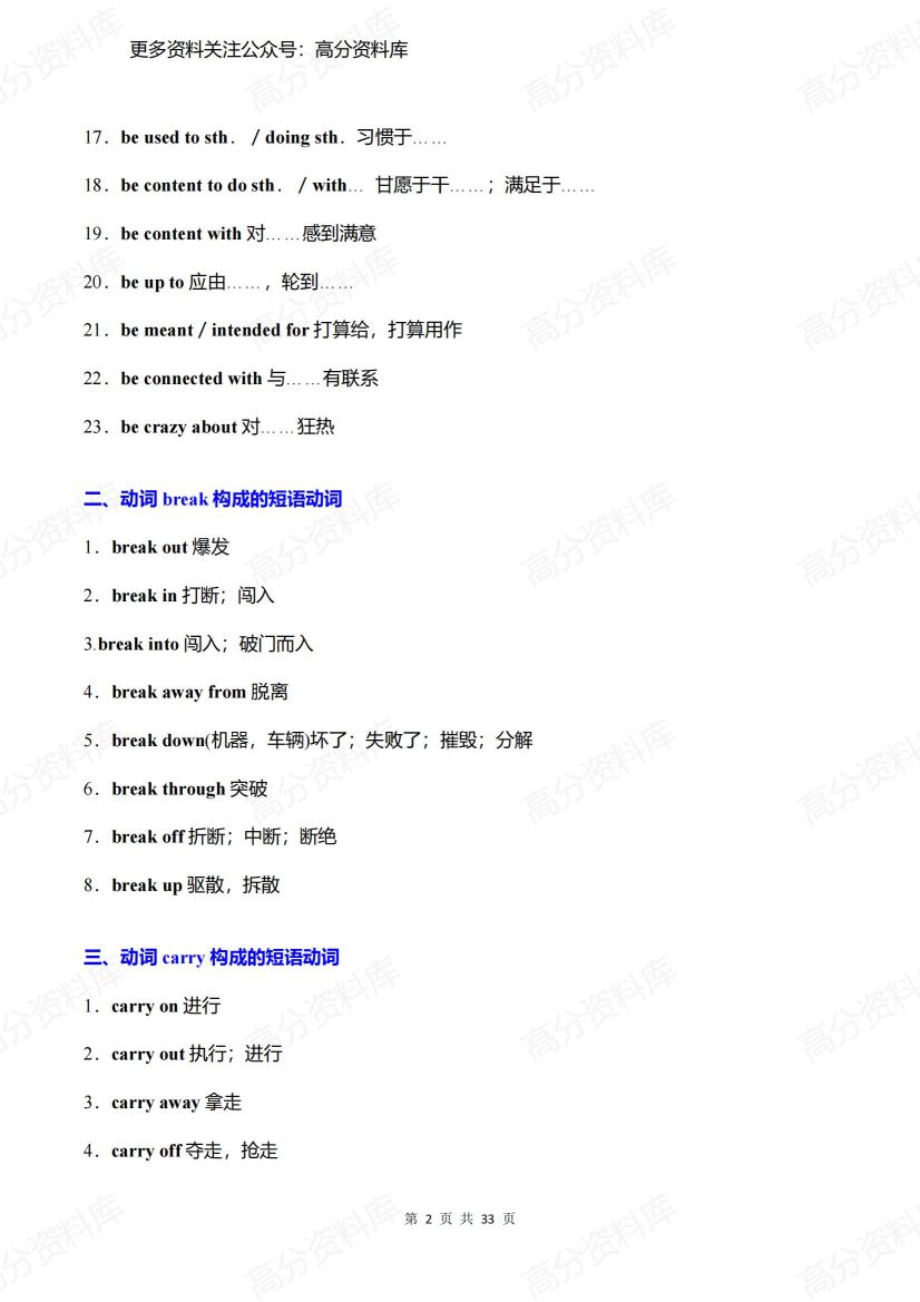 高中英语-高考重要短语动词强化记忆（共24组）插图高中英语1