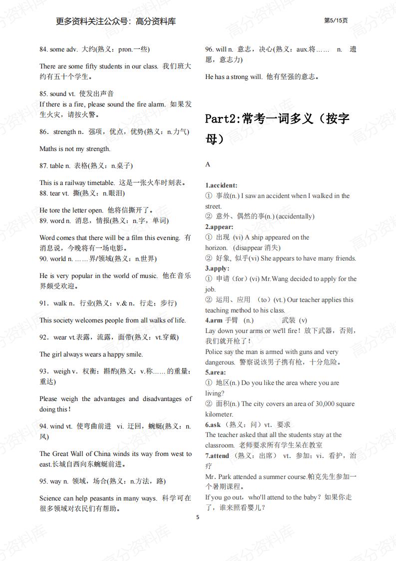 高中英语-3500单词速记：一词多义和熟词生义插图高中英语4