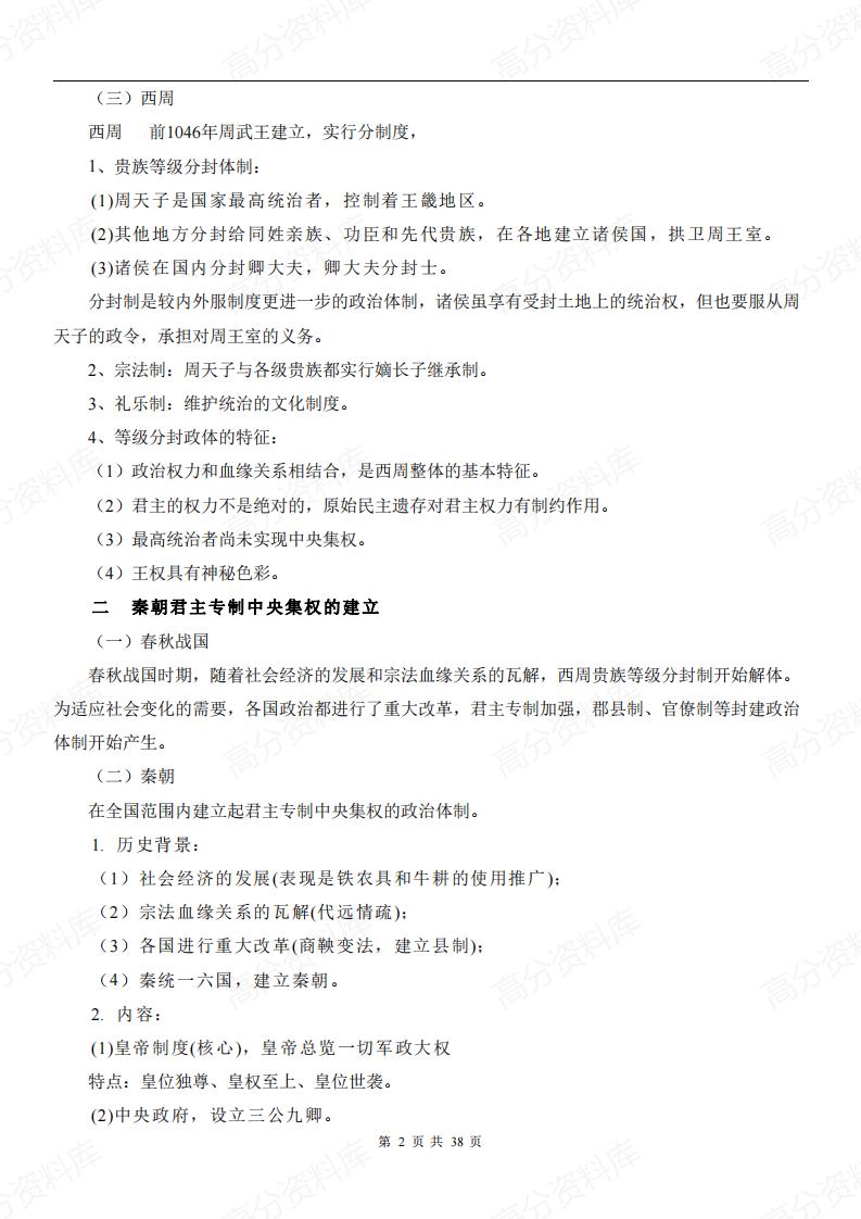 高中历史-新教材选修1《国家制度与社会治理》各单元知识点总结插图高中历史1
