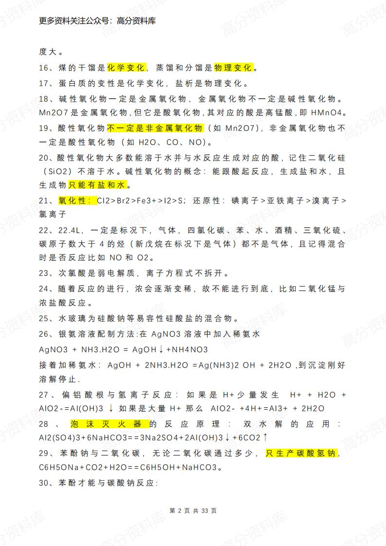 高中化学-363个知识盲点汇总插图高中化学1