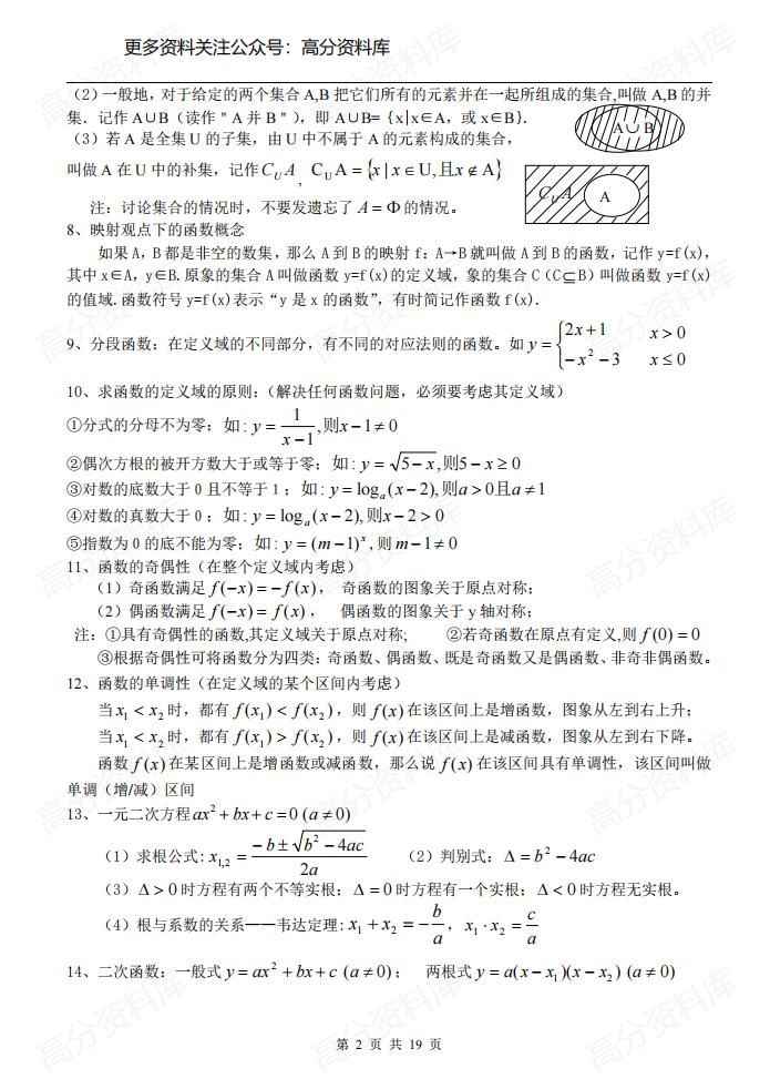 高中数学-新课标必修一至必修五知识点总结插图高中数学1