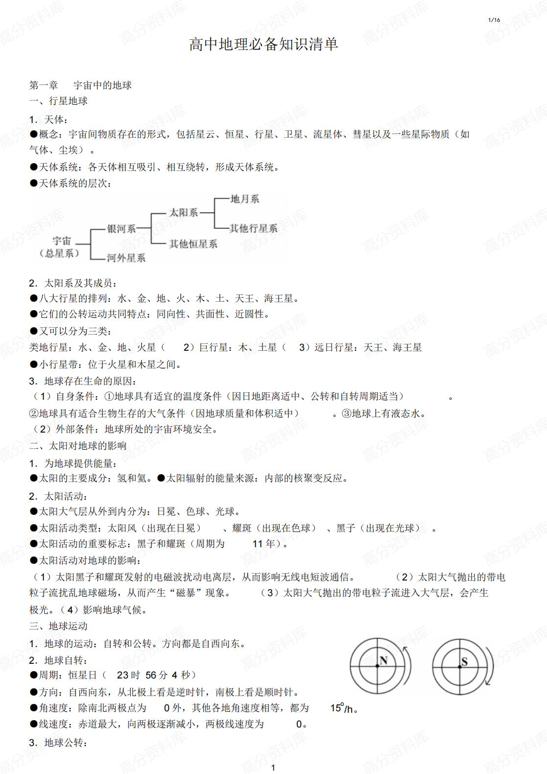 高中地理-必备知识清单-言心吖资料库