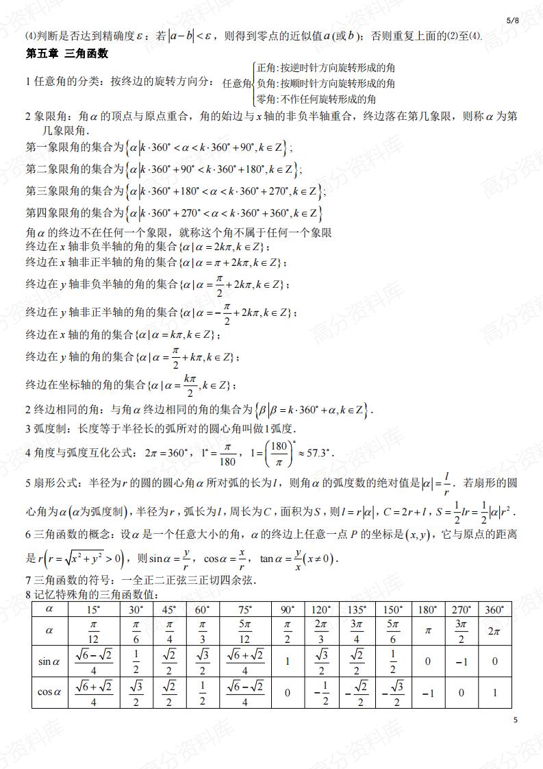 高中数学-人教A版数学必修一知识点插图高中数学4