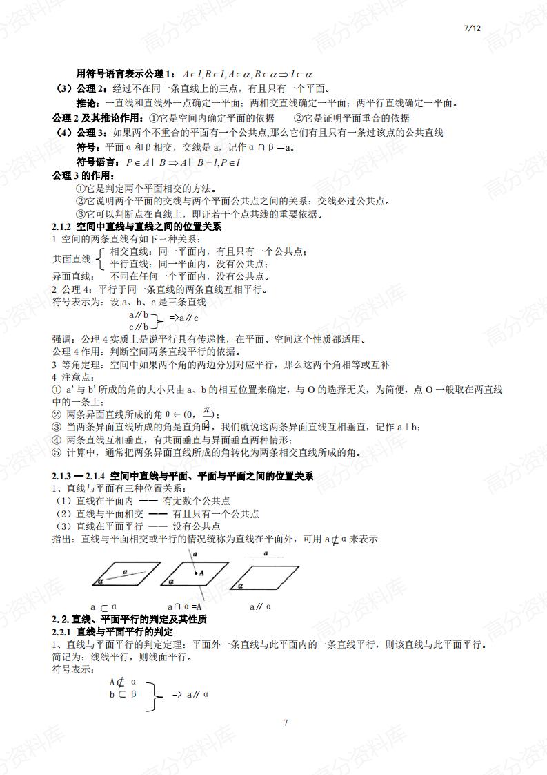 高中数学-人教A版数学必修二知识点插图高中数学6