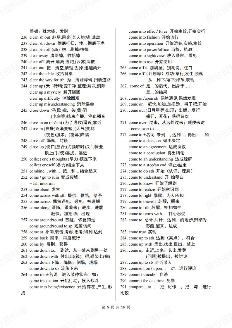 高中英语-新课标高中教材全部短语汇总（按字母顺序排列）插图高中英语4