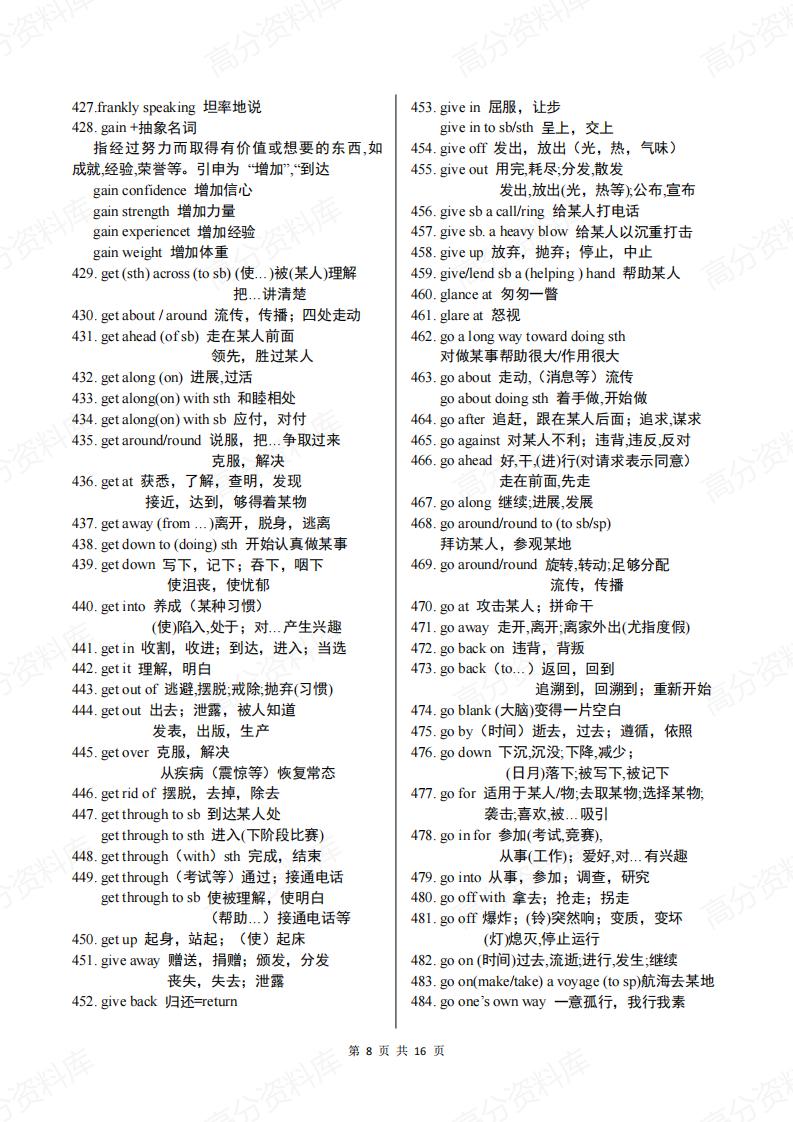 高中英语-新课标高中教材全部短语汇总（按字母顺序排列）插图高中英语7