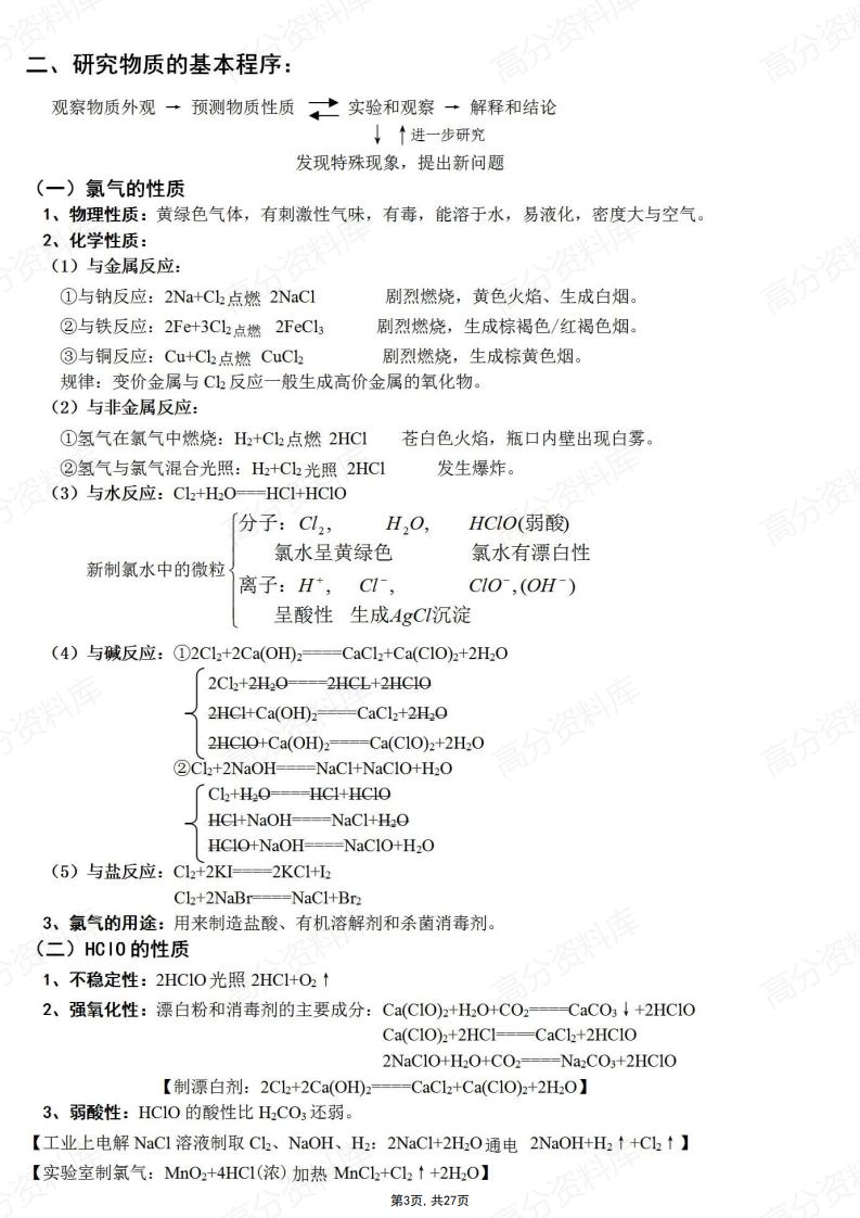 高中化学-新教材鲁科版高一必修1知识点归纳总结插图高中化学2