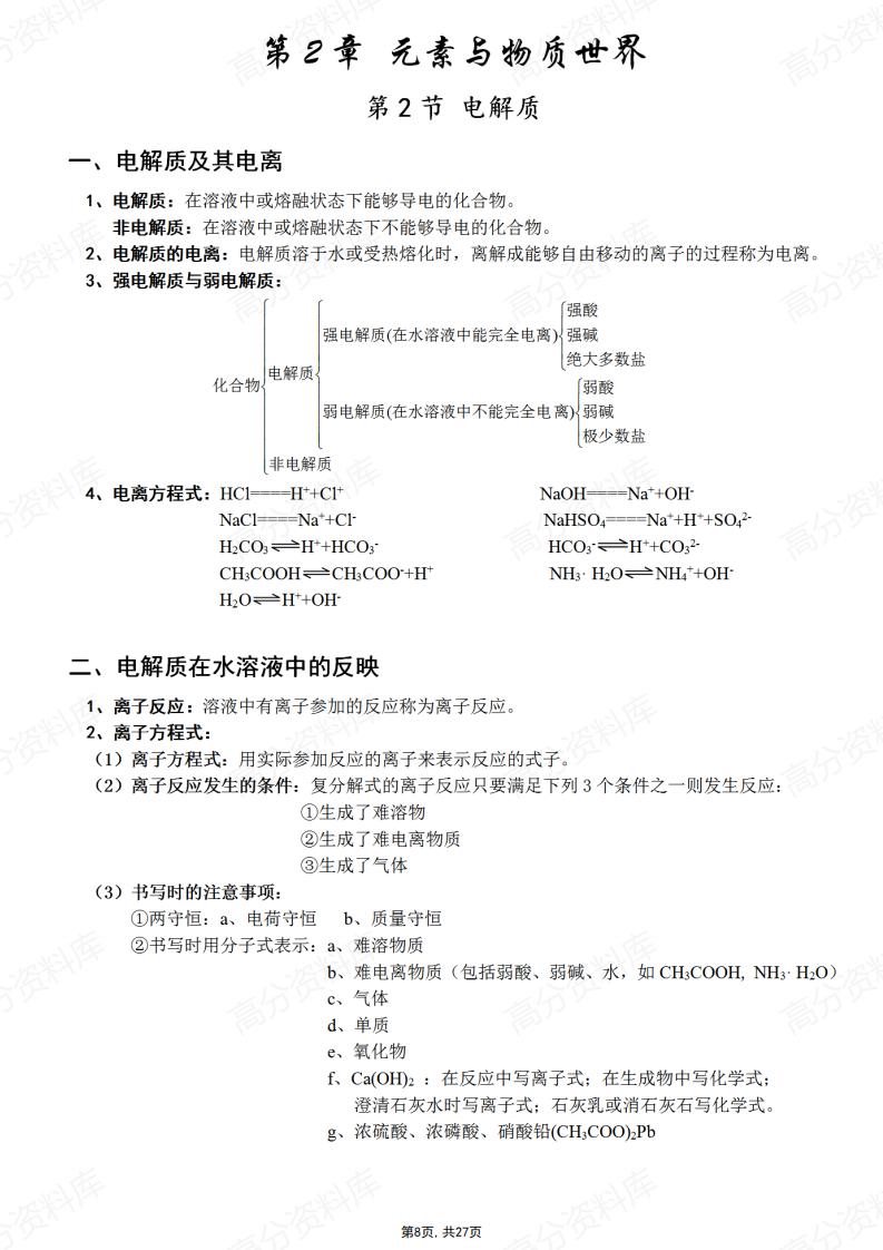 高中化学-新教材鲁科版高一必修1知识点归纳总结插图高中化学7