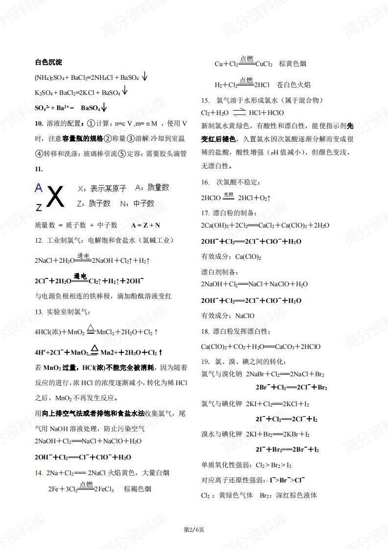高中化学-新教材苏教版高一年级必修1知识点归纳总结原创插图高中化学1