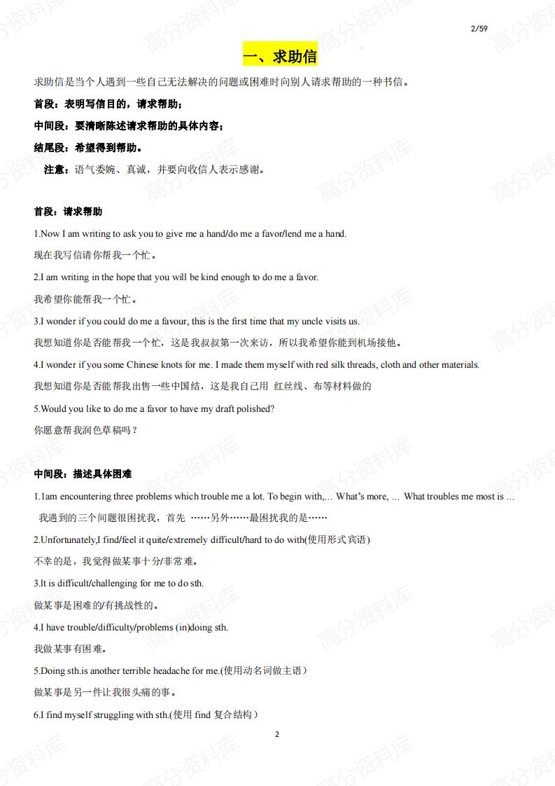 高中英语-高考应用文模板+真题写作合集插图高中英语1