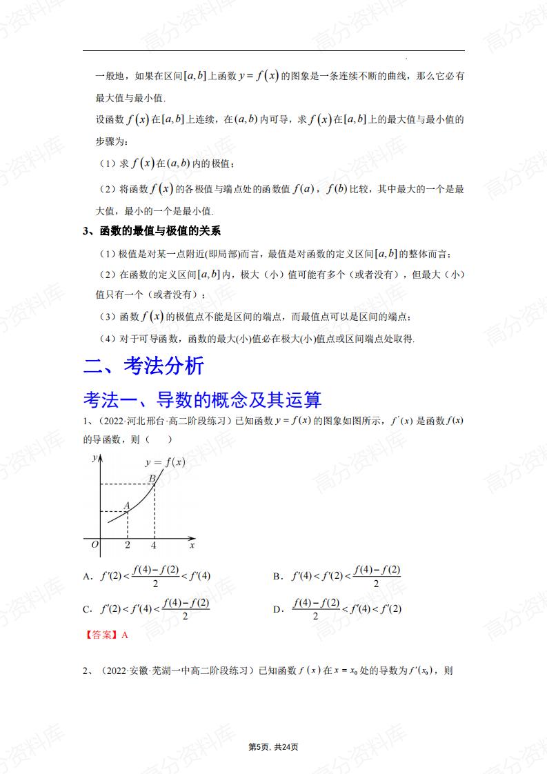 高中数学-导数知识点及考法总结插图高中数学4