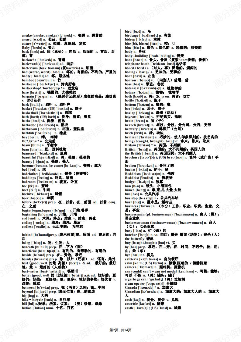 高中英语-3500词汇（打印便携版）插图高中英语1