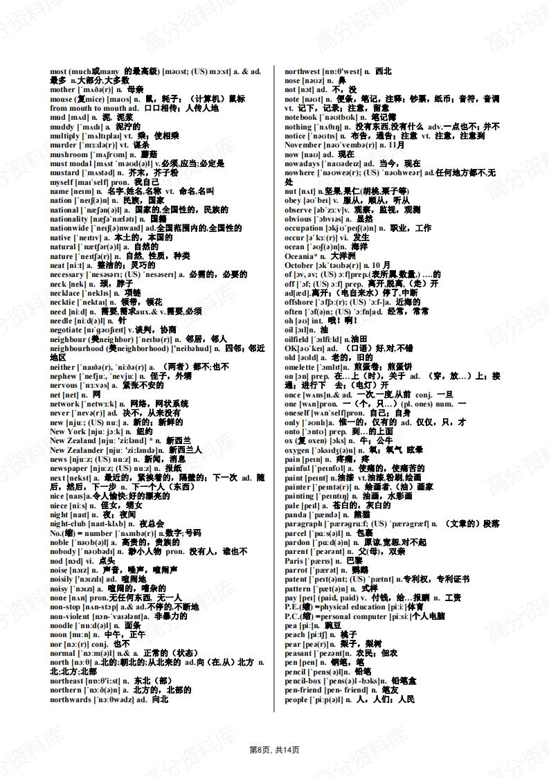 高中英语-3500词汇（打印便携版）插图高中英语7
