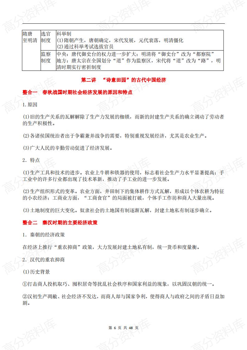 高中历史-新教材高考历史二轮复习知识点专题整合插图高中历史5