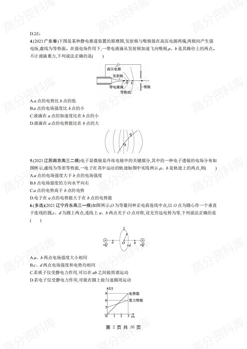高中物理-高考物理《电场与磁场》专项练习及答案插图高中物理1