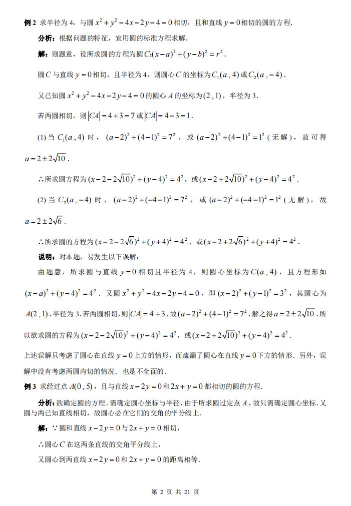 高中数学-高中数学圆的方程典型例题及详细解答插图高中数学1