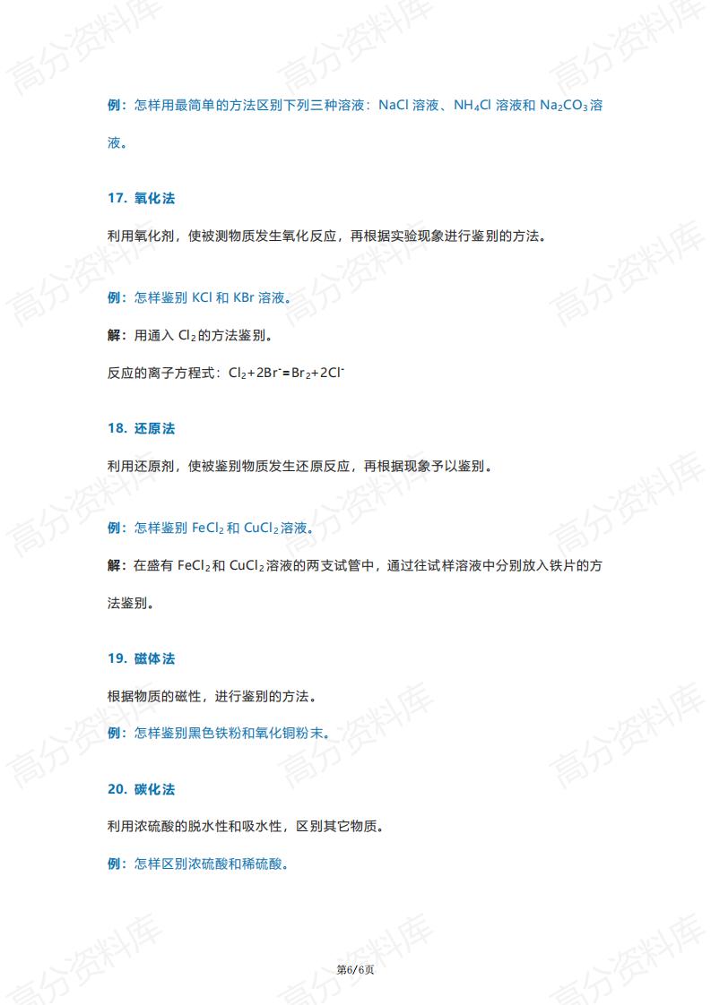 高中化学-高中化学二十种物质鉴别方法插图高中化学5